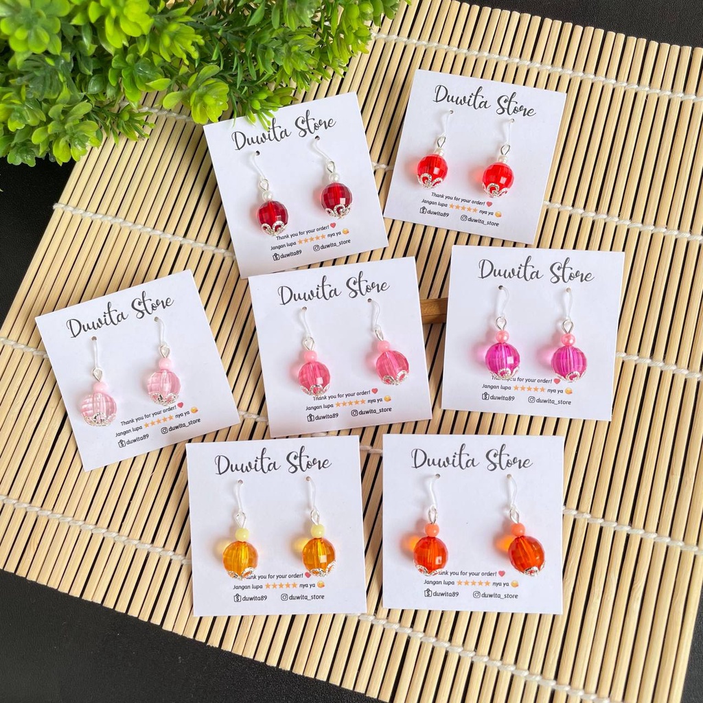 HANDMADE ANTING ANAK DEWASA KAITAN PLASTIK MOTIF MUTIARA BENING