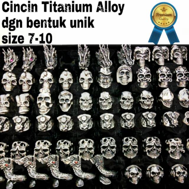 Cincin Titanium import dgn bentuk naga tengkorak skull ring