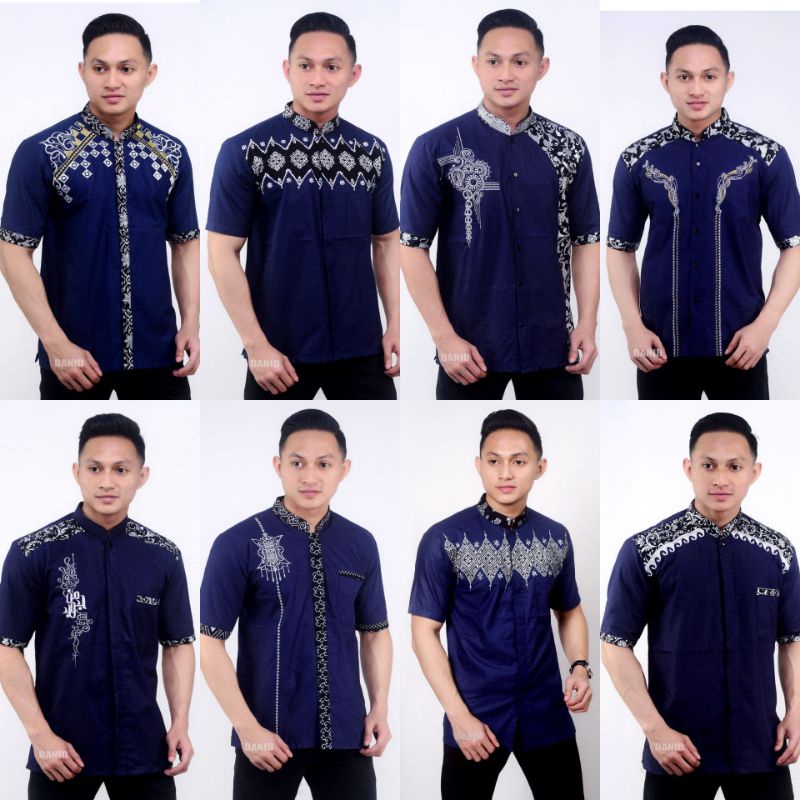 BAJU KOKO BORDIL NAVY HEM PRIA DEWASA DAN REMAJA SANTRI  GALLERY AZZAHIR | SUBANULMUSLIMIN | GUS AZZ