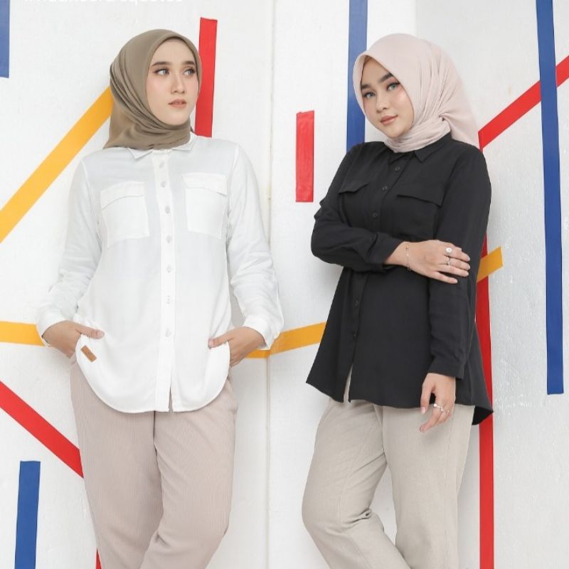 BL104| ALEEFA BLOUSE by Nadheera Luxury [ NEW - ND Plain Series ] Blus Nadheera Luxury