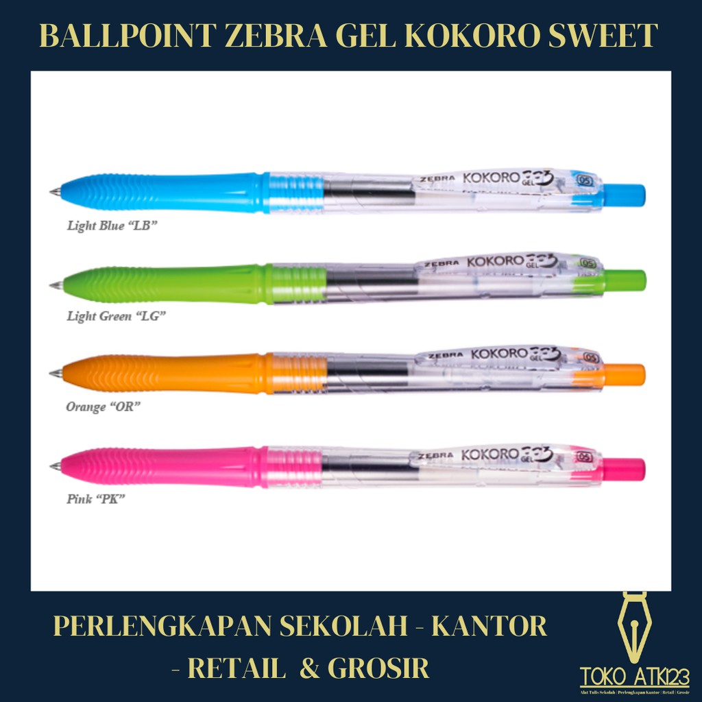 Ballpoint / Bolpen / Pulpen Gel Kokoro Sweet Zebra 0.5 Hitam