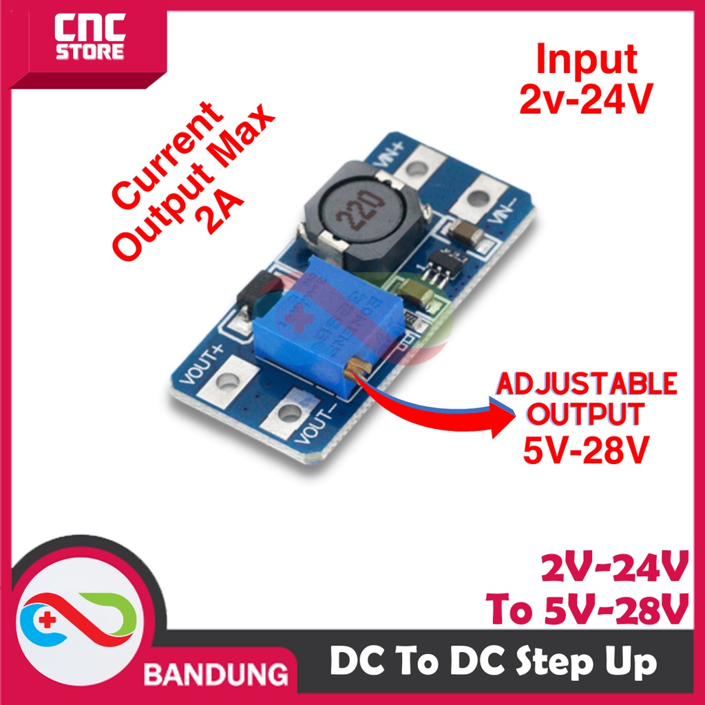 STEP UP MODULE MT3608 ADJUSTABLE STEP UP BOOST DC 2A 2V-24V TO 5V-28V