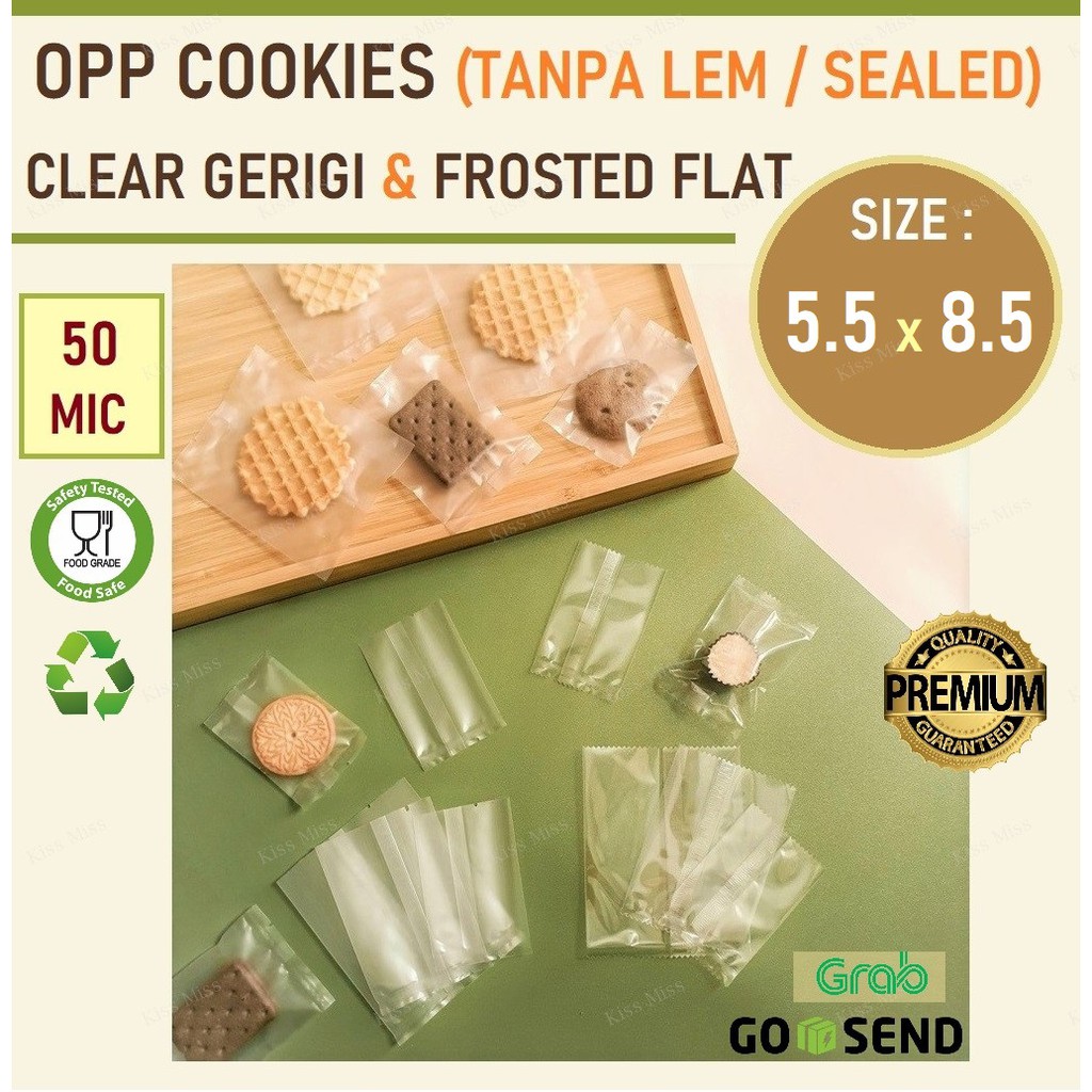 Plastik OPP cookies TANPA LEM - 5,5x8,5 - TEBAL - biji - kue kering - nastar - bakery - bubuk - coklat