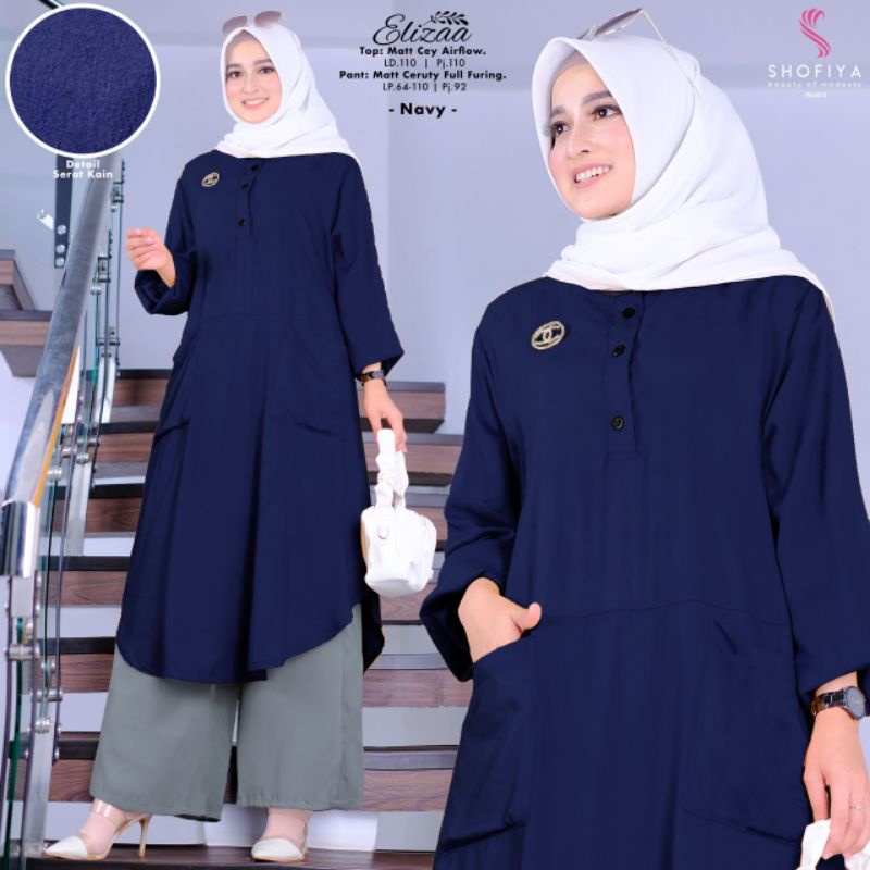 ELLIZZA ONE SET SETELAN POLOS CELANA TUNIK ORI SHOFIYA