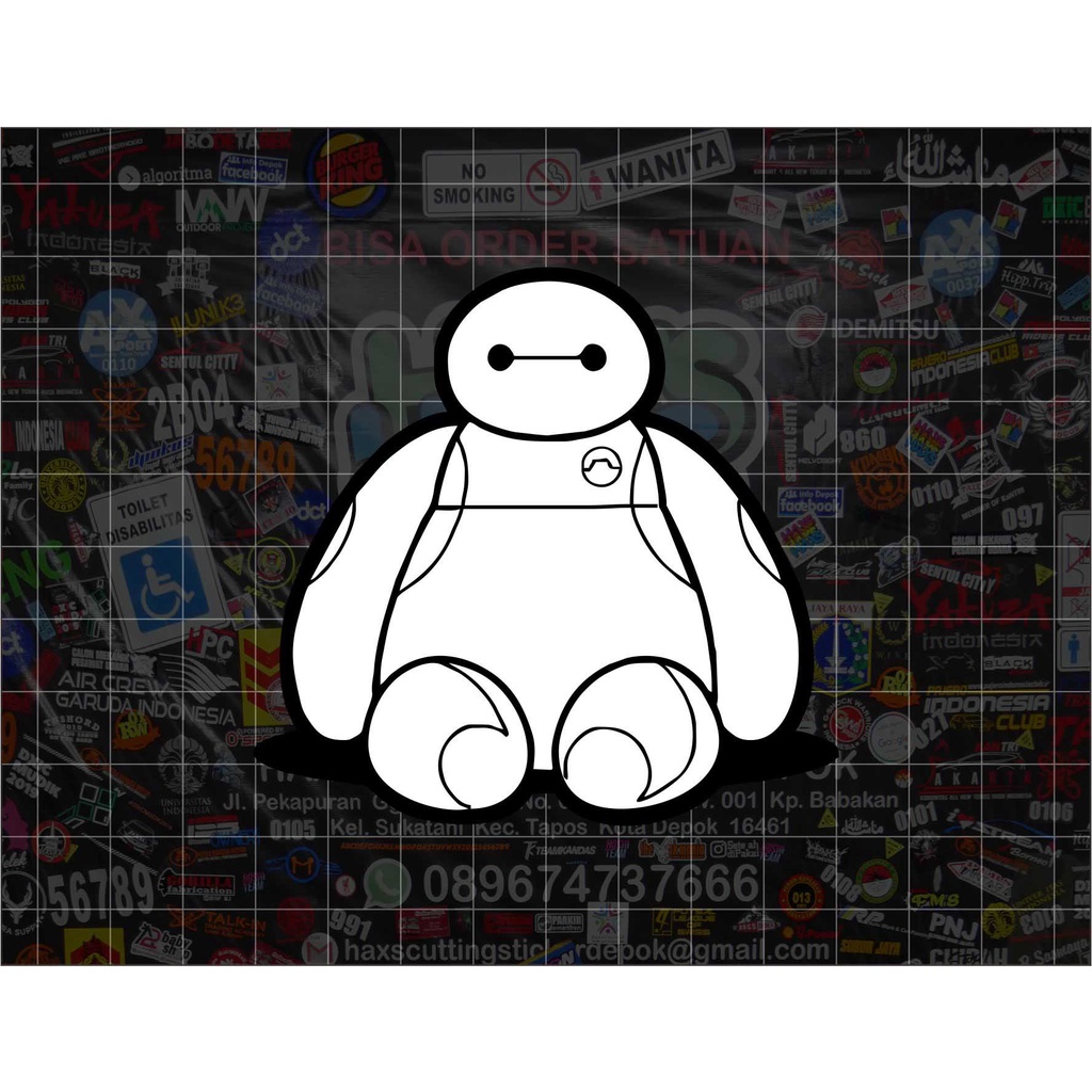 Cuting Sticker Baymax Ukuran 8 Cm Untuk Motor Mobil