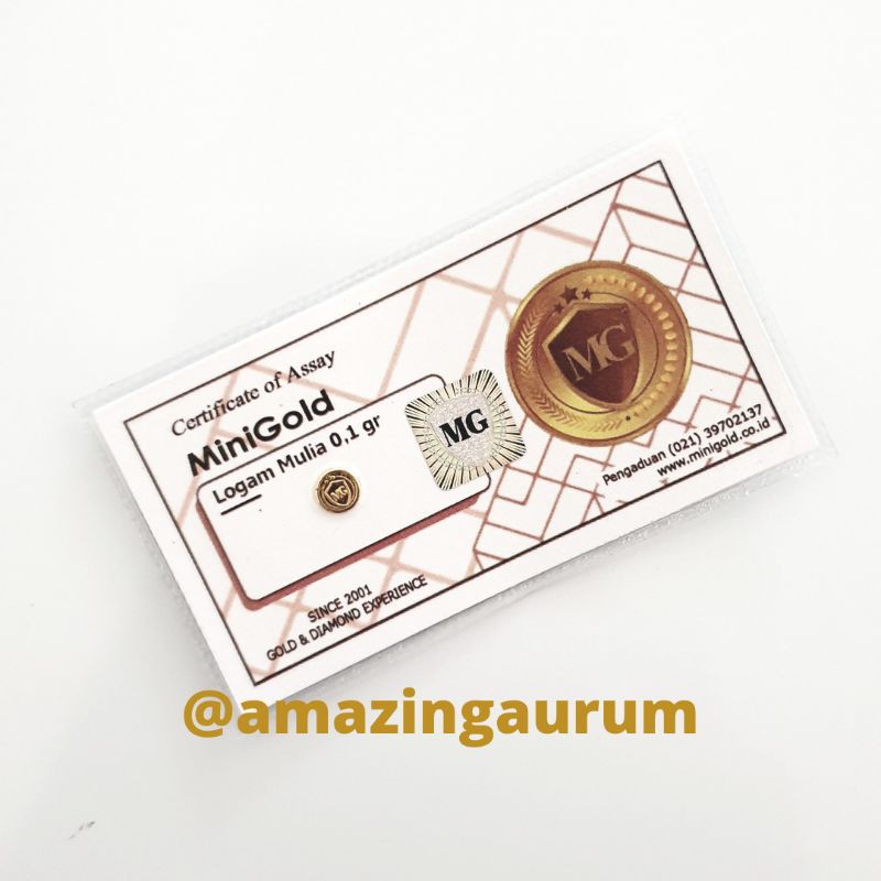 Logam Mulia 0,1 gram I 0.1 gram utk Mahar, Hadiah, Souvenir, Investasi & Tukar Emas Antam 24 K MiniG