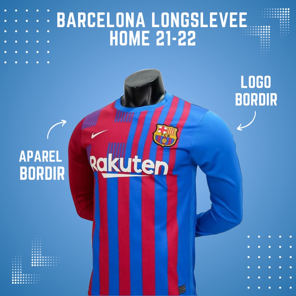 Jersey Barca Baju Bola Lengan Panjang Barcelona Home 2021 2022 - GO Thailand