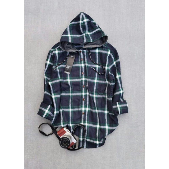 kemeja flanel tudung ilefen tuelef