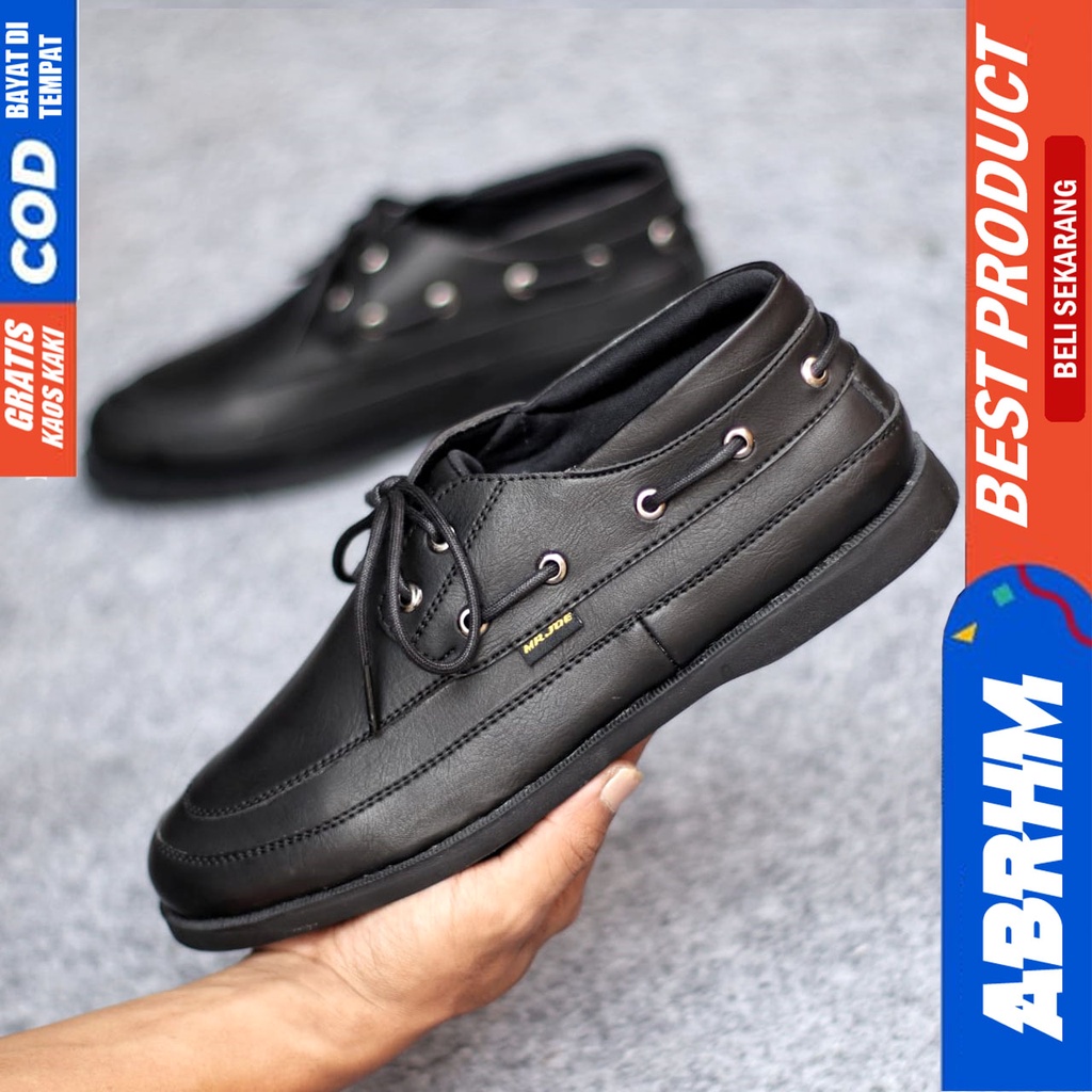 Sepatu Formal Pria Casual Kulit Syntetic Pantofel Hitam Kerja Kantor Kuliah Kondangan Keren Fashion Terbaru