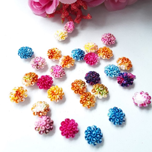 Resin Bunga Bucket sembur 11mm isi 10pcs Bahan Craft Tasbih Swarovski Aksesoris