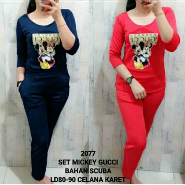 Atelan wanita mickey import 406 12 stelan cln GUCCI MICKEY detail sesiai