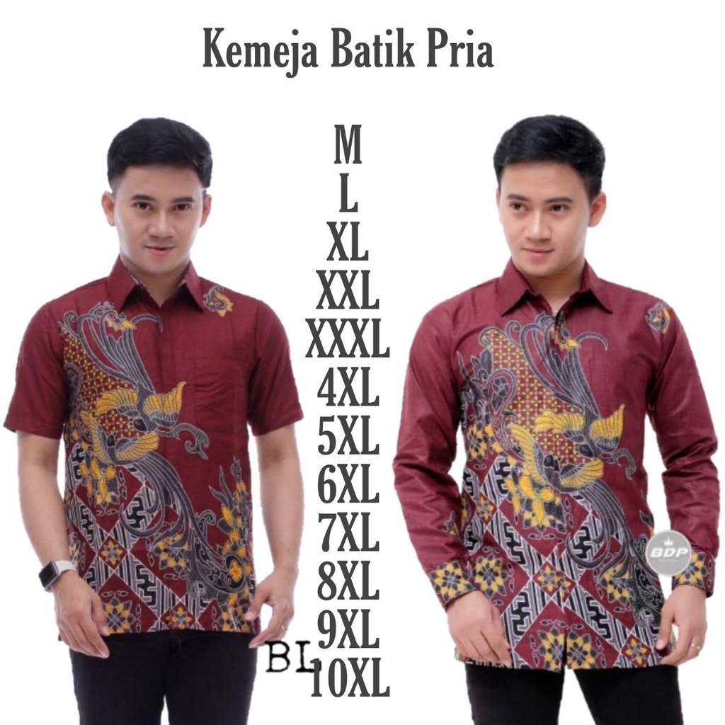 Kemeja Batik Pria Lengan pendek size M L XL XXL XXXL Big Size Jumbo