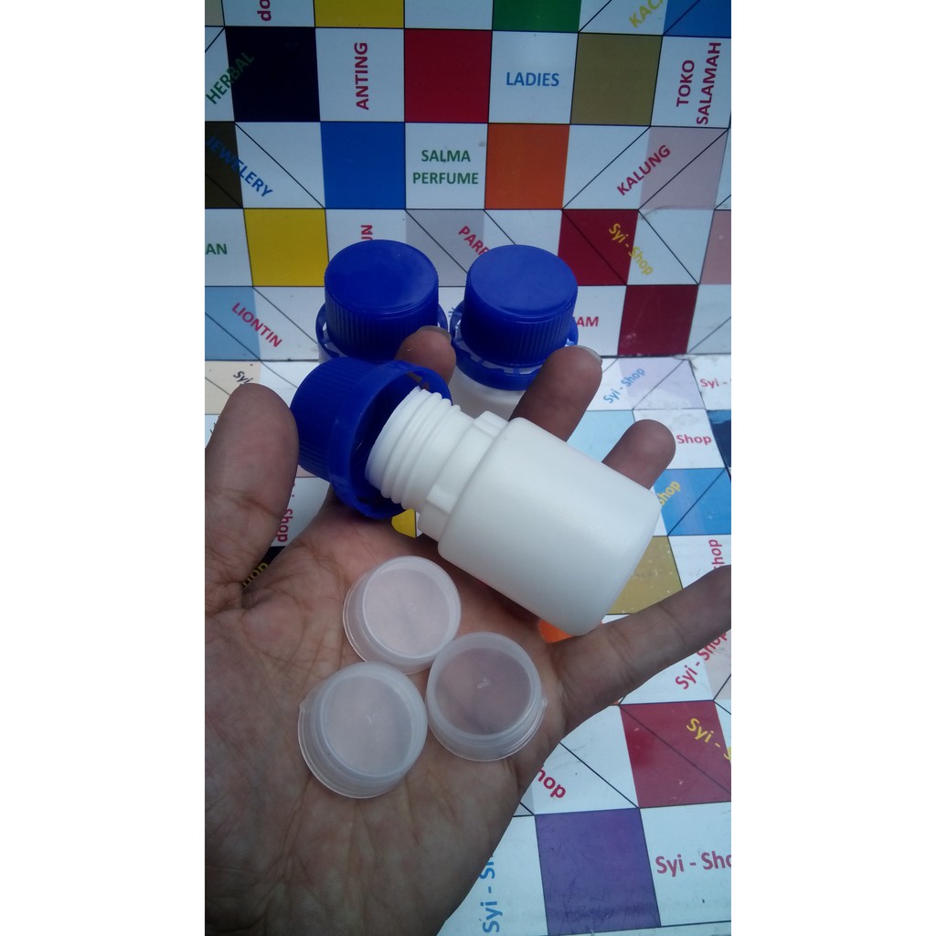 Botol Plastik Labor 50 ml Putih Susu Tutup Biru