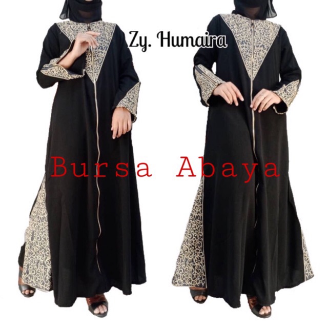 BURSA ABAYA New Motif Simple Abaya Zipper Humairo