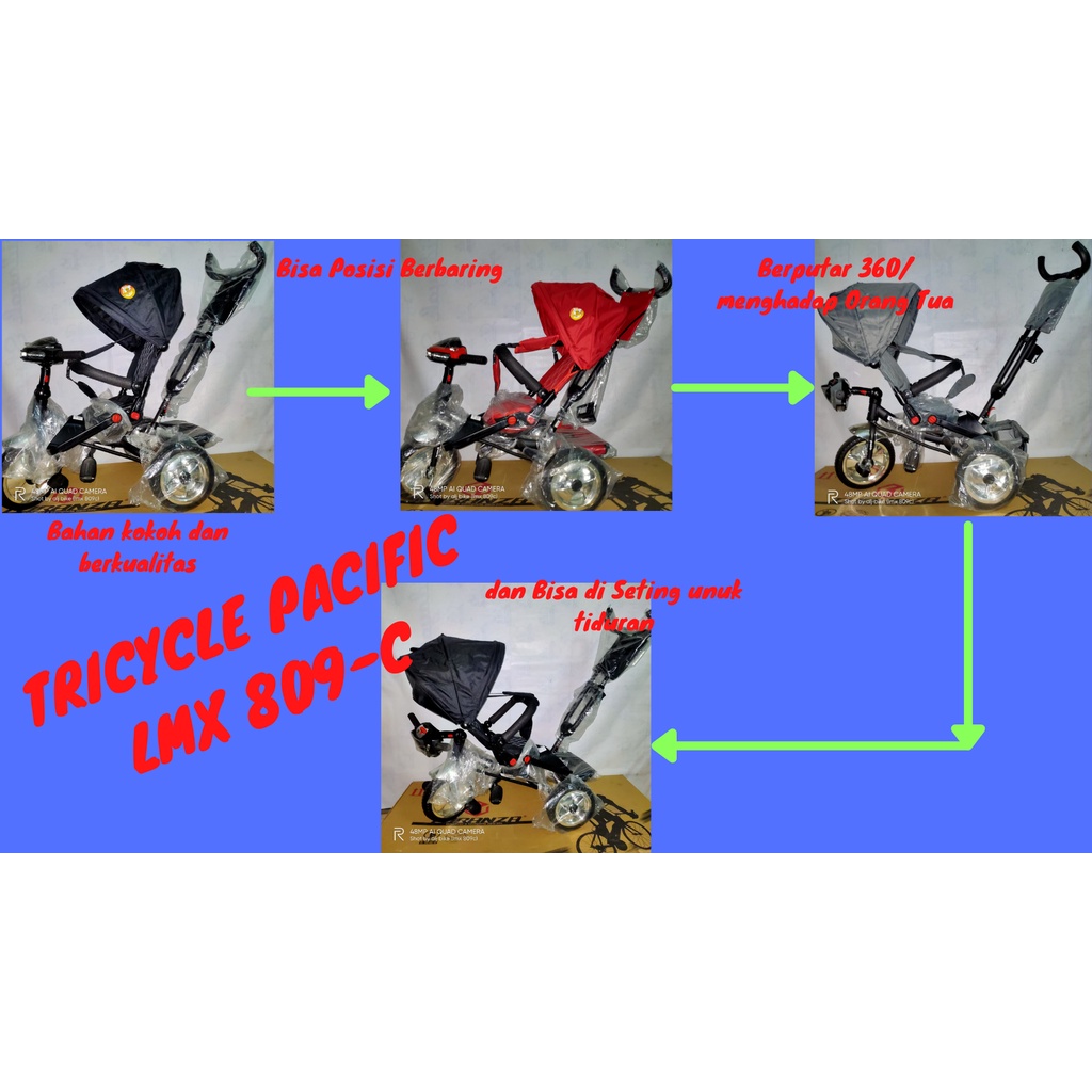 Sepeda Tricycle Roda tida dorongan Anak Pacific LMX 809C