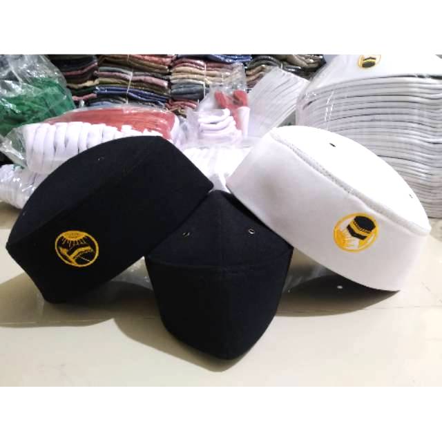 PROMO Peci putih & Hitam, Kopiah Songkok Nasional,Bordir logo Ka'bah