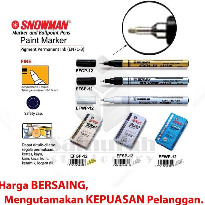 

Big Sale Spidol Paint Marker Snowman Warna Putih / Permanent Fine / Extra Fine Big Sale