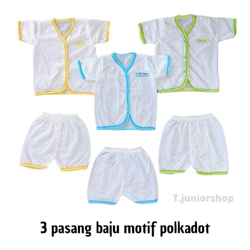 PAKET BAJU BAYI NEWBORN/PAKET 3 SETELAN BAJU PENDEK BAYI NEWBORN/ BAJU BAYI NEWBORN