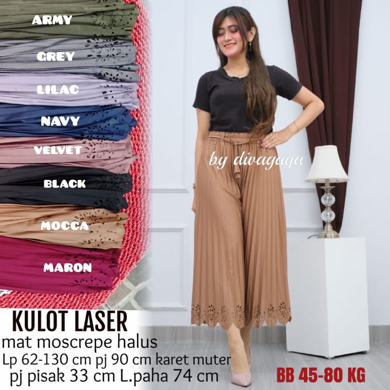 KULOT PANJANG PLISKET LASER TERBARU BISA BB 45-85 KG