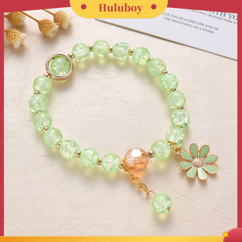 Hu Hu Hu Hu Hu Alat Bantu Pasang Kacamata♡ Gelang Bangle Hias Manik-Manik Kaca Bunga Marguerite Untuk Wanita