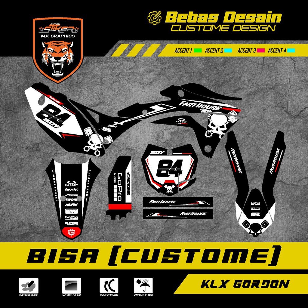 DECAL BODY GORDON FASTHOUSE DEKAL KLX GORDON
