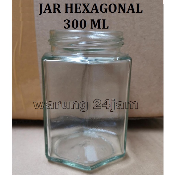toples jar botol kaca selai madu kopi minuman hexagonal kaca 300ml Baru murah