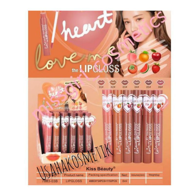 PROMO PER6PCS LIPGOSS MATTE  KISS BEAUTU  LOVE ME FRUIT | UNICORN NO.7883-03B | 7883-03A