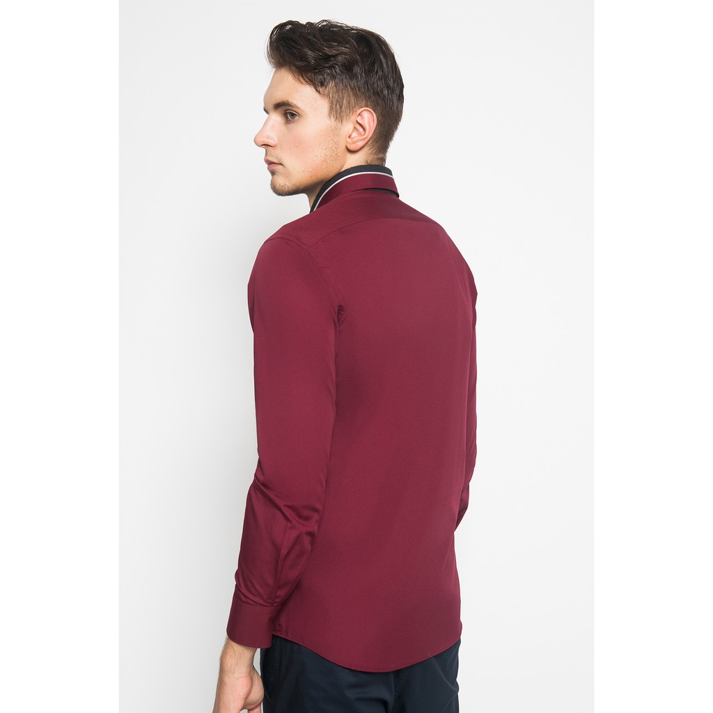 Alisan Kemeja Lengan Panjang Polos Spesial Slimfit PLS1235905LS Maroon / Ramayana Jatinegara