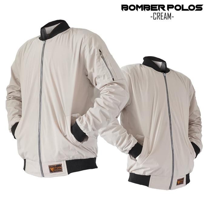 JAKET BOMBER / JAKET BOMBER ORIGINAL / JAKET COWO / JAKET PRIA - POLOS CREAM, L Kode 1382