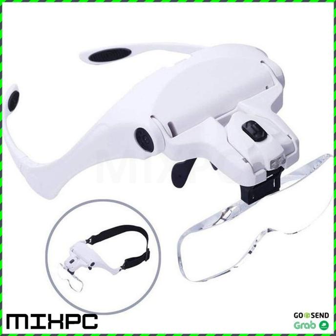 

Ready stock] Kacamata Pembesar Reparasi Jam 5x Magnifier 2 LED - White