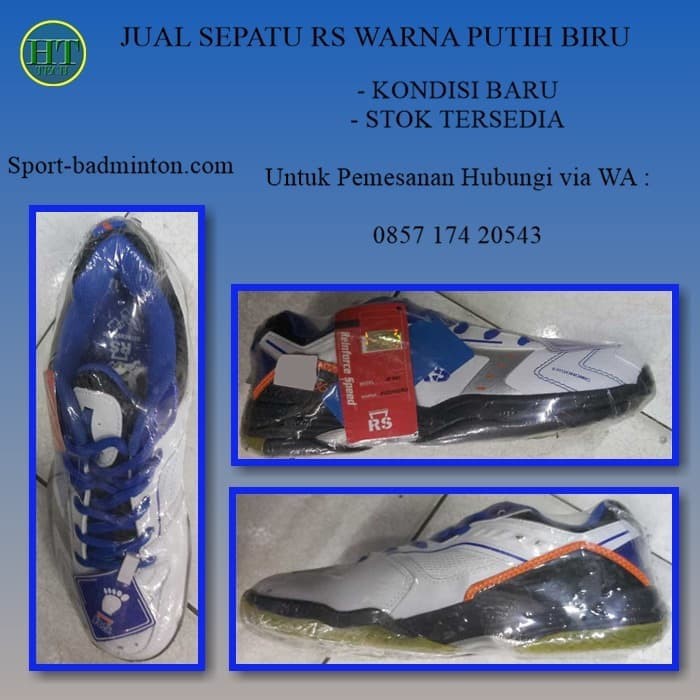 Sepatu Badminton RS Warna Putih Biru KONDISI BARU STOK TERSEDIA
