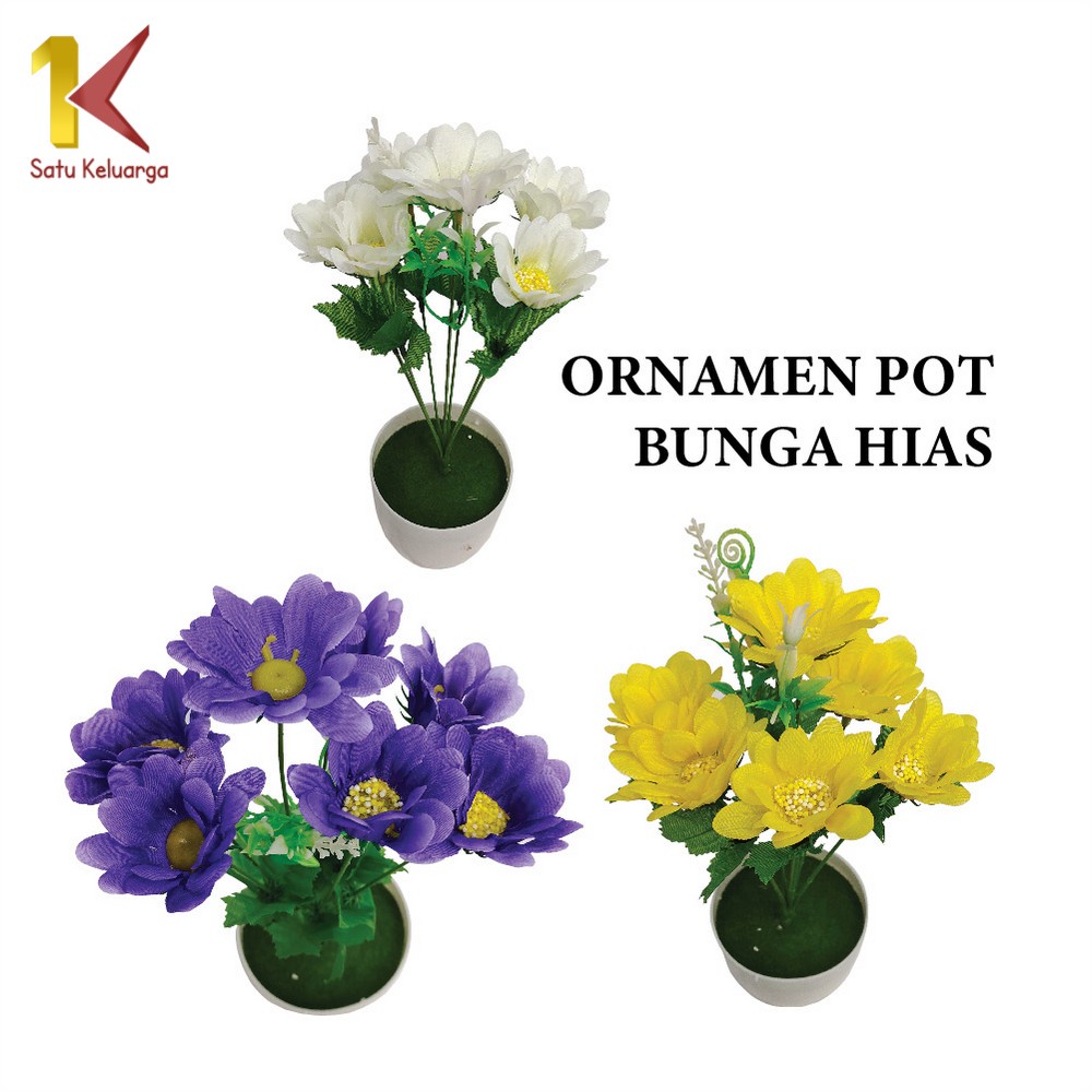 Satu Keluarga Ornamen Pot Bunga Hias C551 C555 Dekorasi Ruang Tamu Tanaman Bunga Tanaman Artificial 