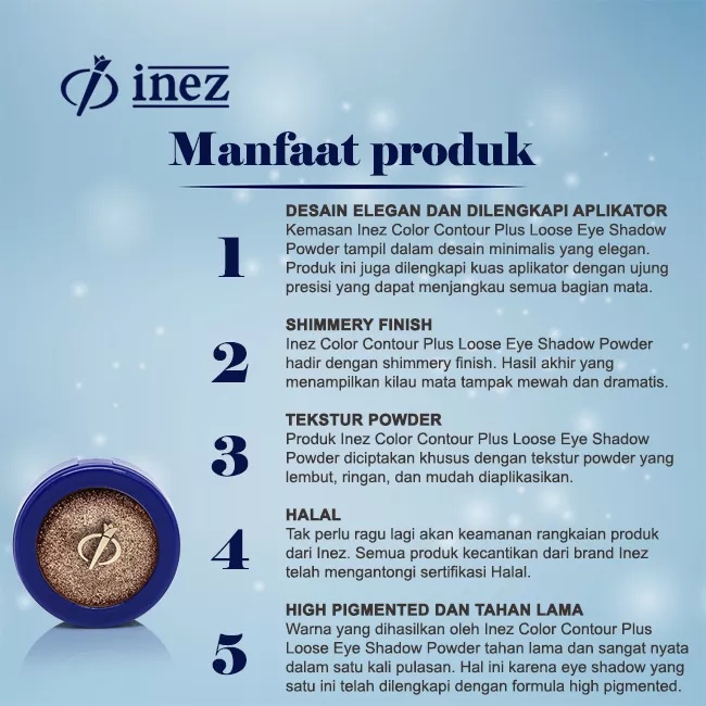 Inez Cosmetics Loose Eyeshadow Powder (New Case)