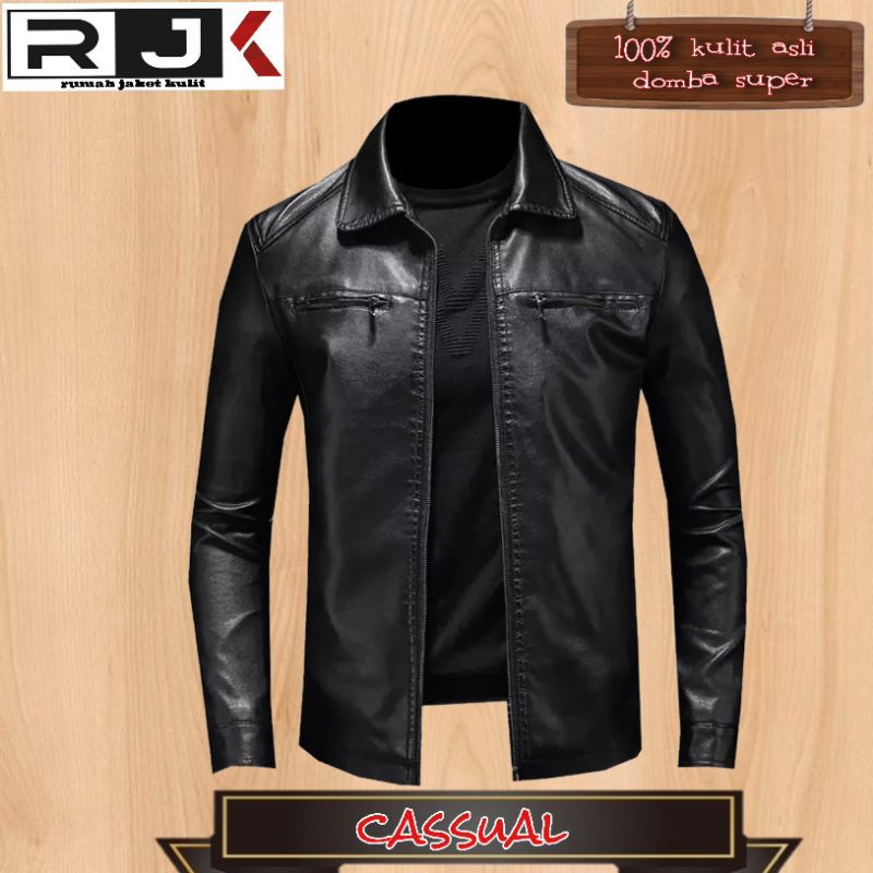 JAKET KULIT PRIA | JAKET KULIT ASLI DOMBA | JAKET KULIT MURAH | JAKET KULIT COWOK WARNA HITAM