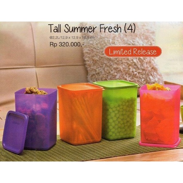 Toples tupperware tall summer fresh promo (1set/4pcs)