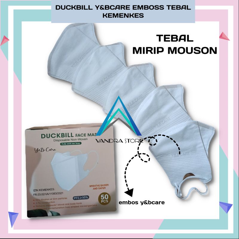 Masker Kf94 isi 50pcs 4ply High Quality Bahan Nyaman dan Lembut Semarang-DUCKBILL MEDIS PUTIH