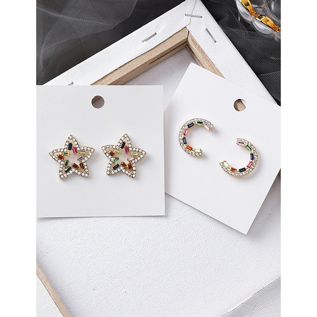 LRC Anting Tusuk Fashion Diamond Pentagram Earrings D63795