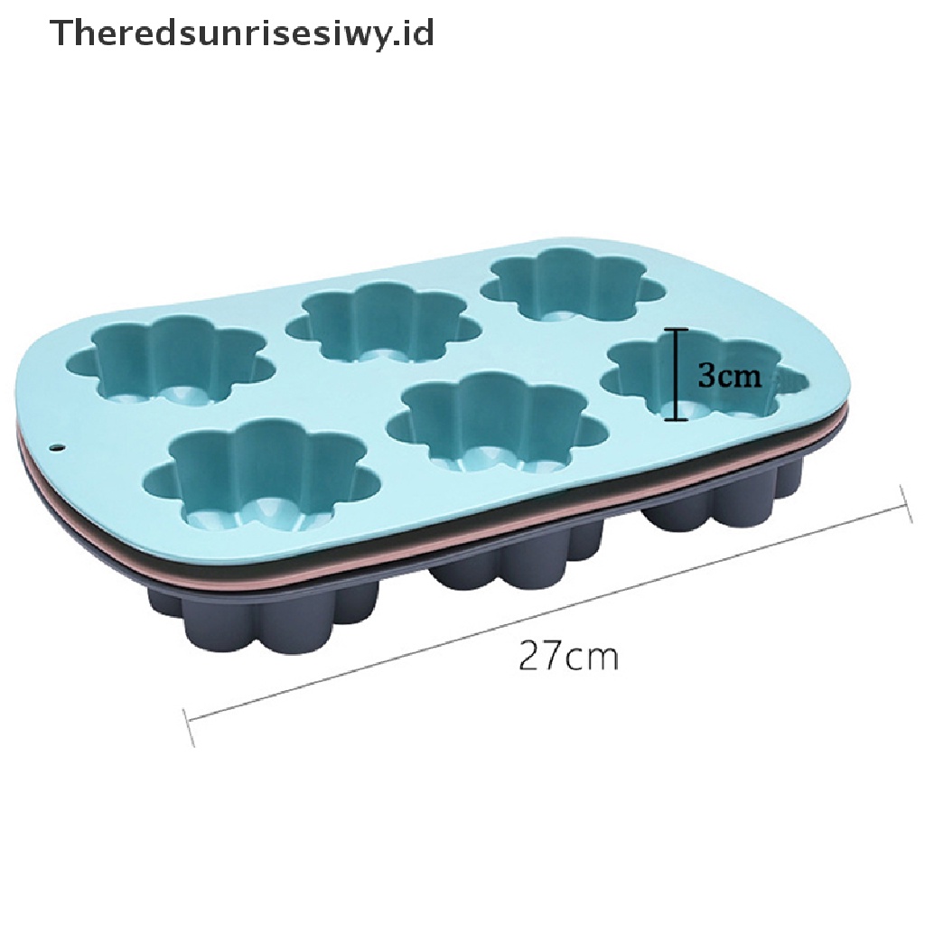 # Alat Rumah Tangga # Cetakan Kue Bulan / Roti / Muffin Bentuk Bunga 6 Grid Bahan Silikon Untuk Dapur
