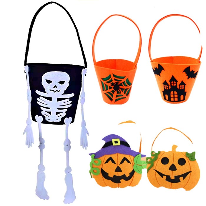 Tas Permen Labu Haloween Candy Bag Trick Or Treat Pumpkin Orange Skull