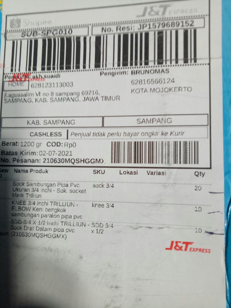 Sock Sambungan Pipa Pvc Ukuran 3/4 Inchi - Sok. Socket Merk Trilliun