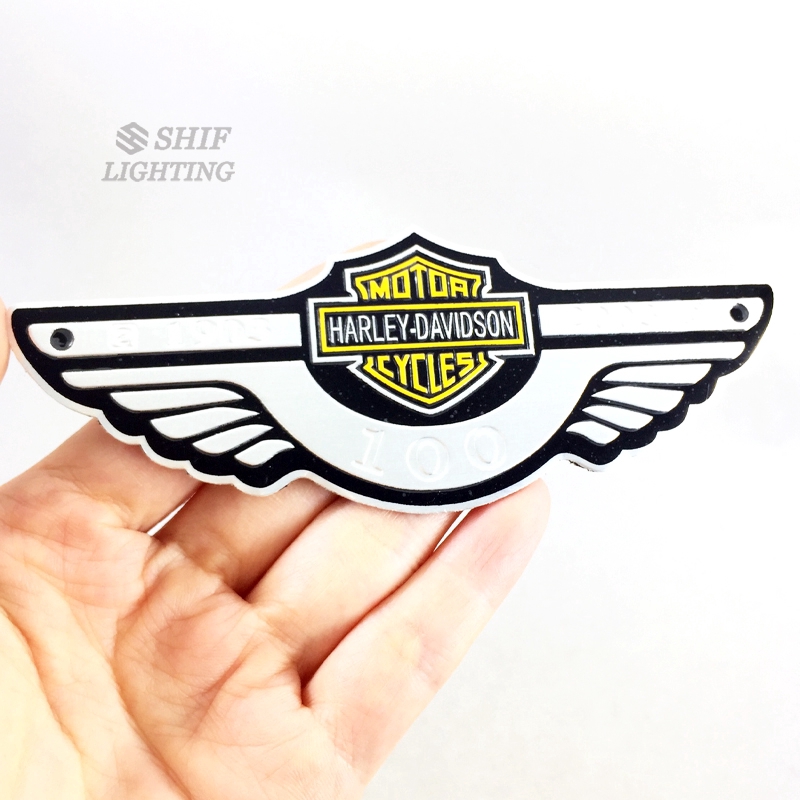 1x Sepeda Motor Harley Davidson Aluminium 1903-2003 Motor Emblem Badge Sticker Decal