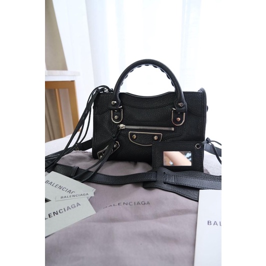Balenciaga Mini City Black Mettalic Edge SHW