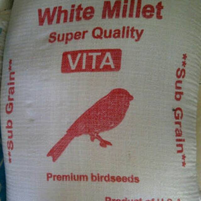 Milet putih karungan/milet putih 25kg/milet putih/milet pakan lovebird/makanan lovebird/milet vita