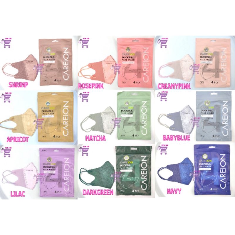Masker Duckbill CAREION 4 Ply warna-warni