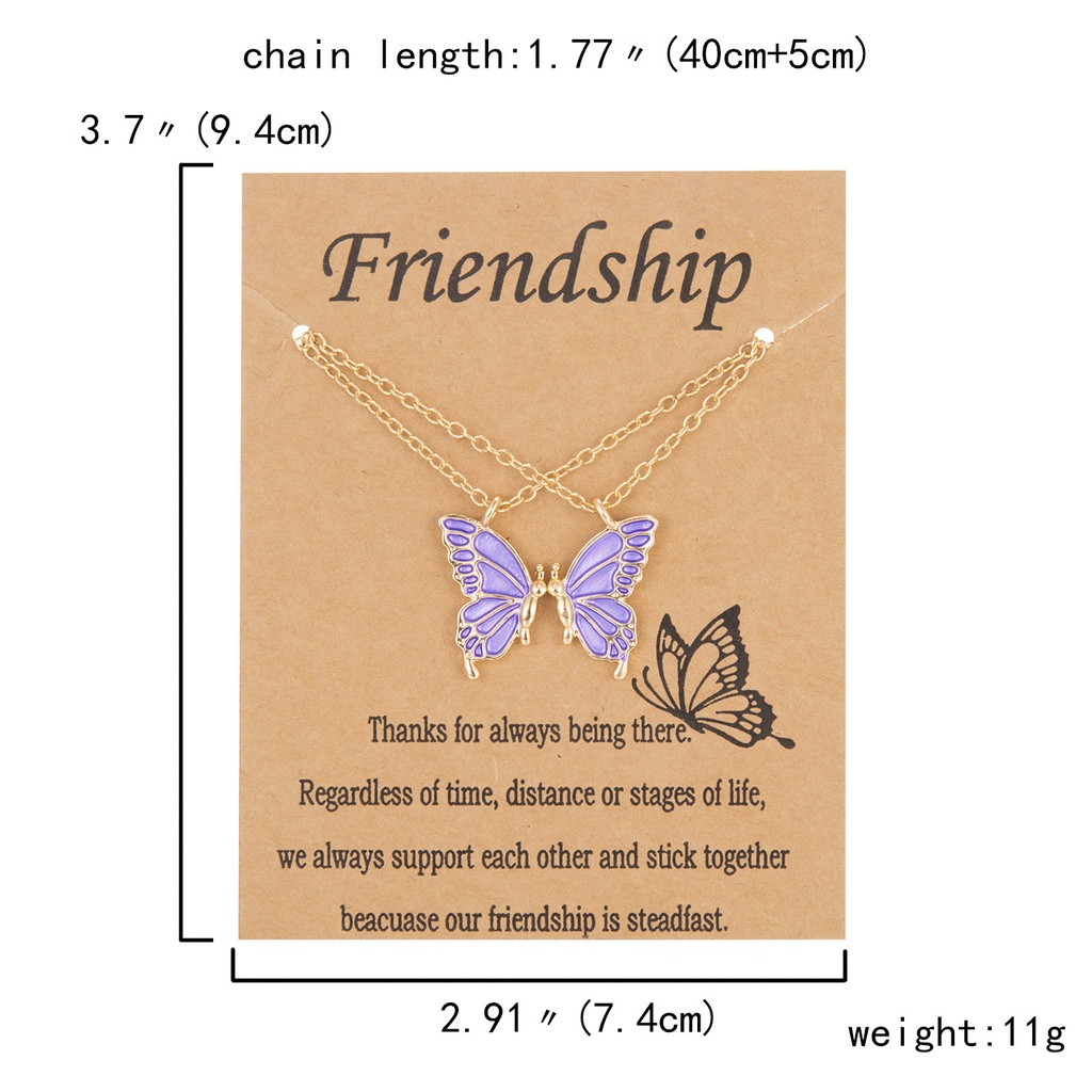 2pcs / set Kalung Choker Rantai Emas Dengan Liontin Kupu-Kupu Untuk Wanita