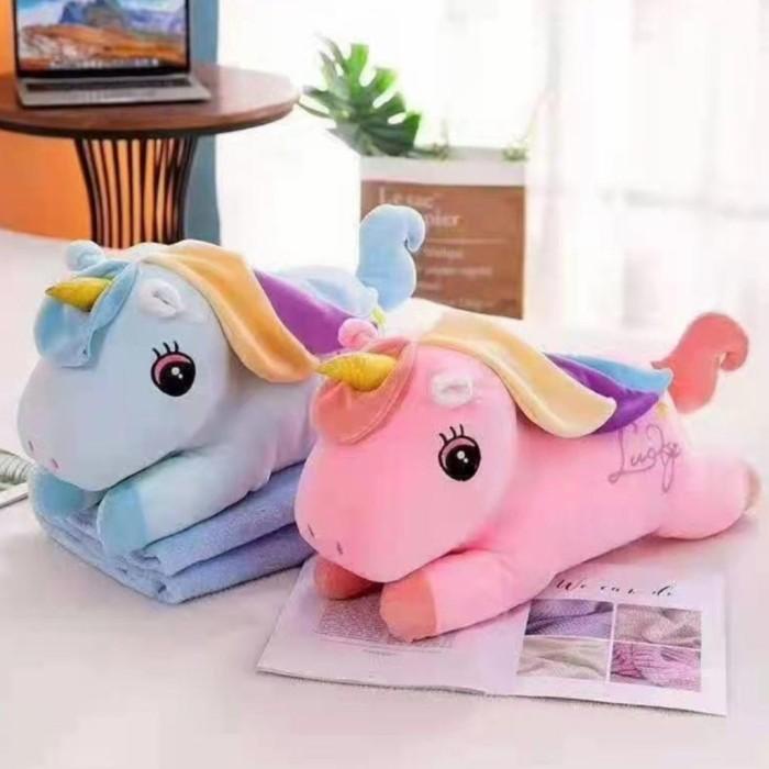Boneka Bantal Selimut Unicorn Duck Mermaid - Pink Fanta