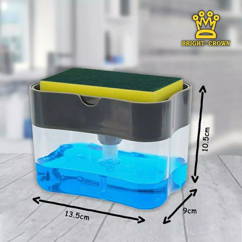 Dispenser sabun cuci piring pump+ sponge tempat sabun cair