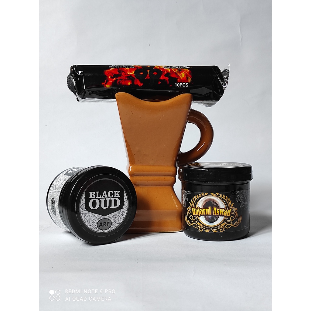 PAKET BAKHOOR BLACK OUD HAJAR ASWAD dengan MABKHARA plus ARENG MAGIC