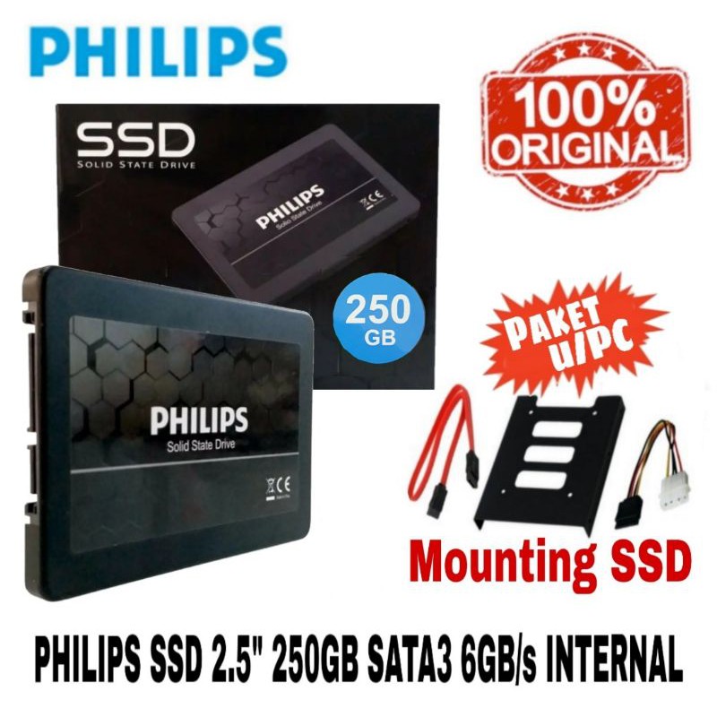 SSD 250GB High Speed PHILIPS ORIGINAL 2.5 SATA 250GB + MOUNTING