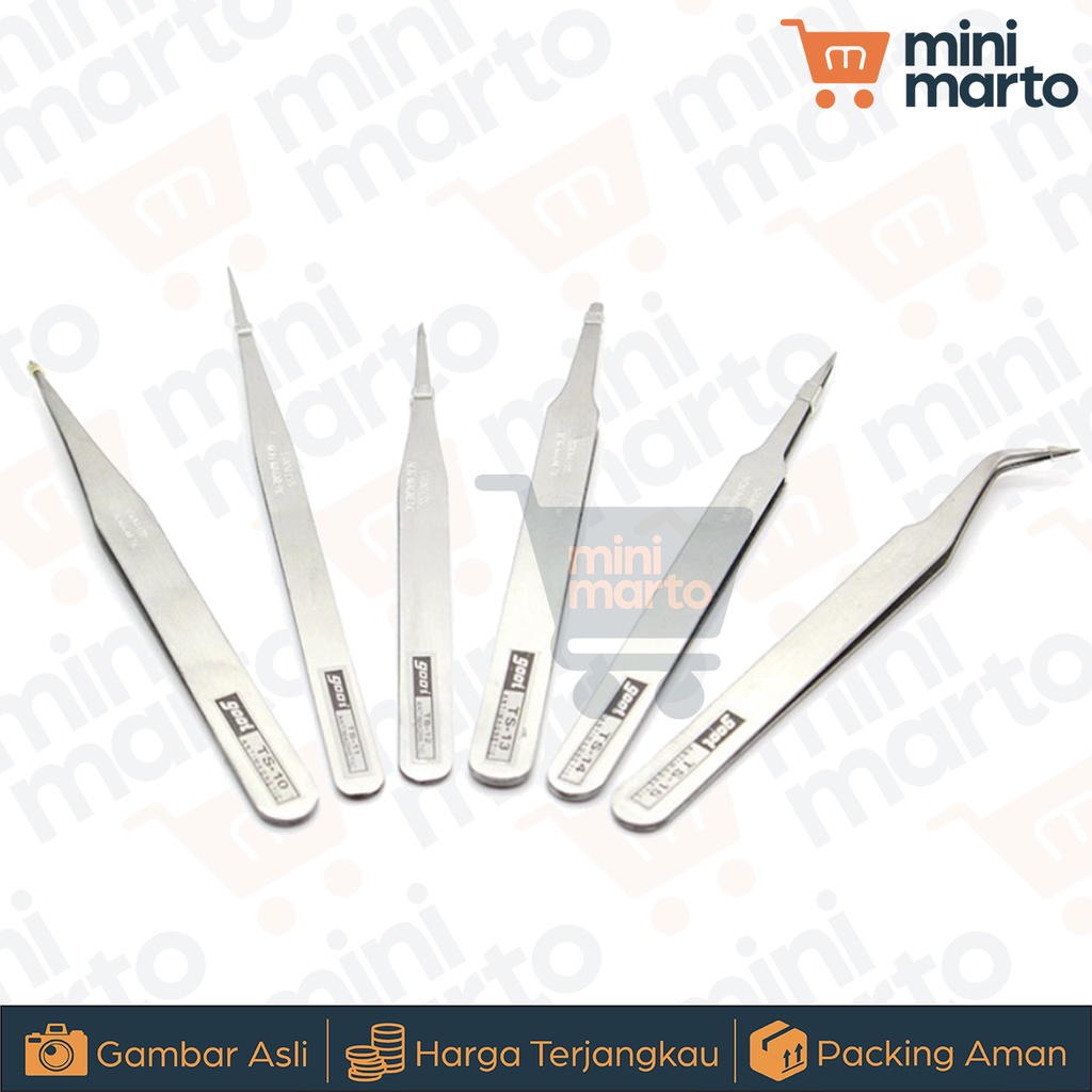 Pinset Tweezers GOOI Pinset Lurus Pinset Bengkok dan Lainnya - Minimarto